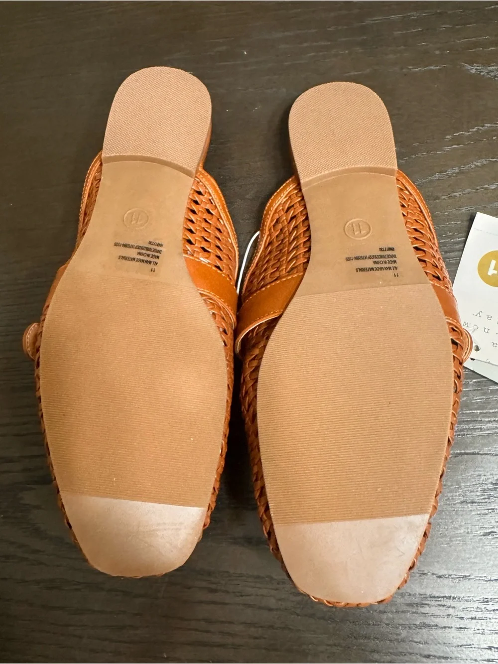 A New Day Woven Buckle Mule Slides Cognac Brown Women’s Size 11 NWT